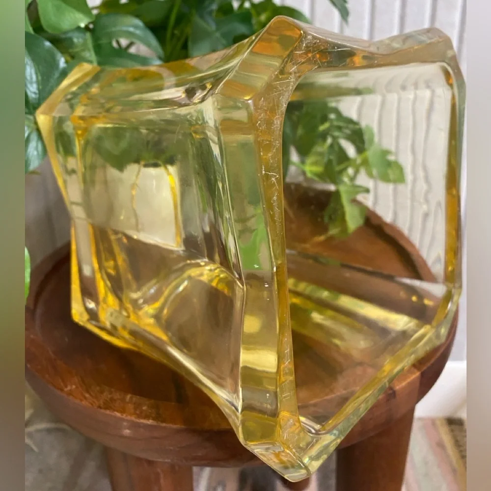 Lucite Modern Yellow Amber Tissue Box Cover Retro